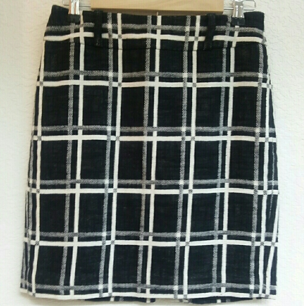 Ann Taylor Petites Plaid Linen Skirt